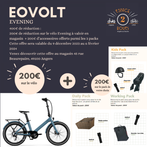 Réduction de 400€ sur le vélo Eovolt Evening