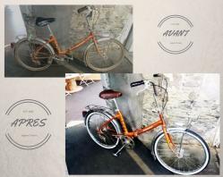 Vélo pliant peugeot orange